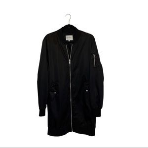 Members Only Men’s Elongated  MA-1 Bomber Jacket Black Size Large